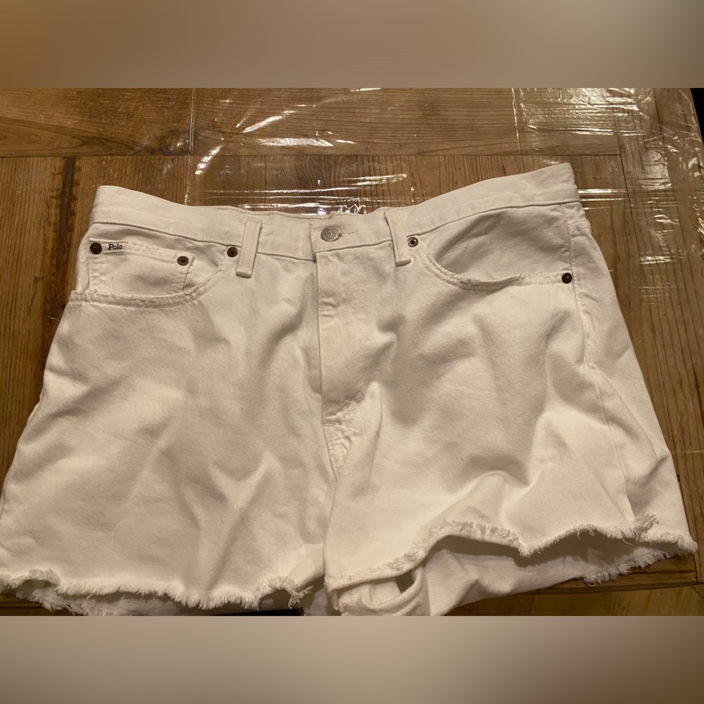 Polo Ralph Lauren white denim shorts.